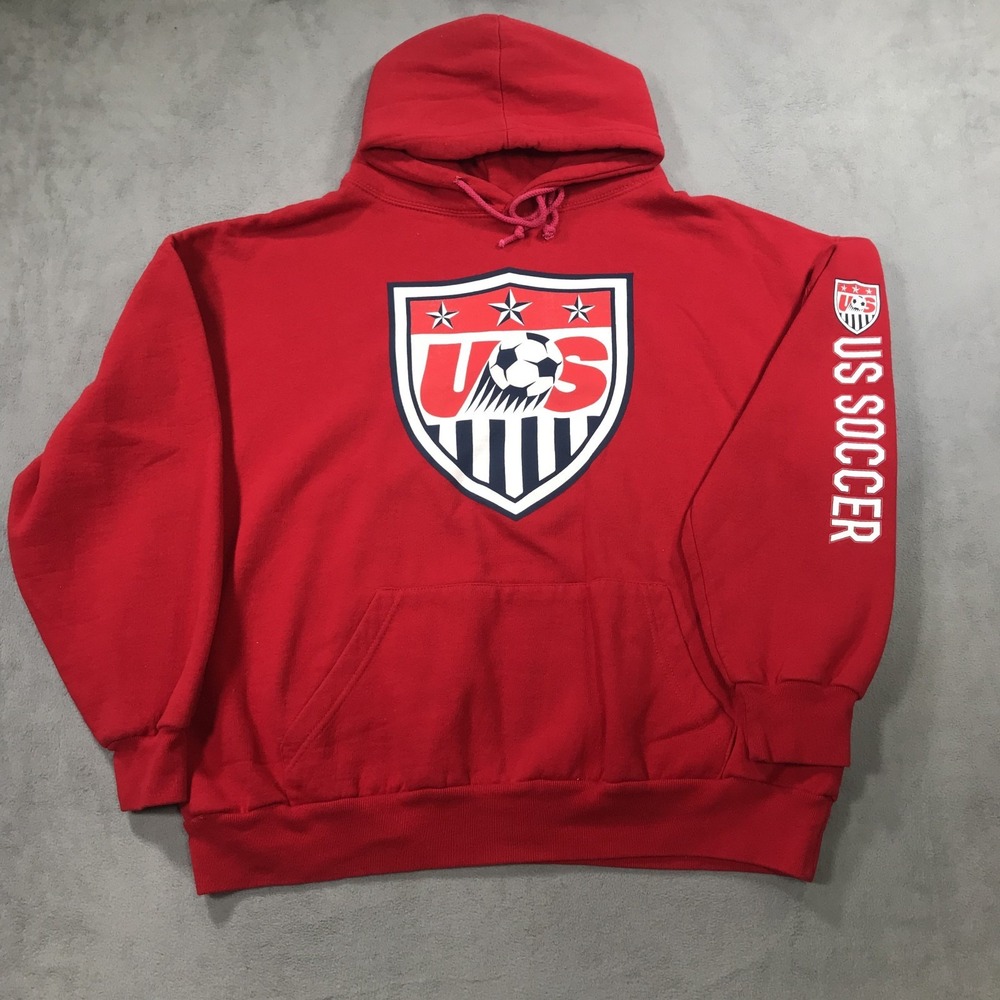 Vintage Y2K USA Soccer Hoodie Mens XL Spell Out FIFA World Cup Team USA Futbol